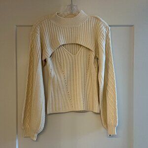 ASTR the label, Women's Size S, Cream Colored Knit Sweater with Keyhole Neckline